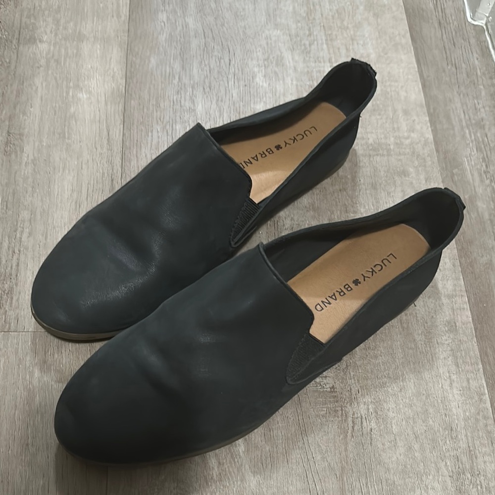 Lucky Brand Black Loafers Minimalist Slip-Ons